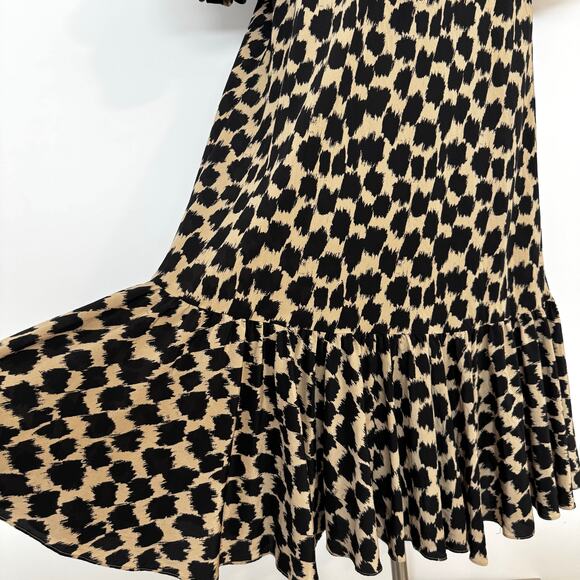 Diane Von Furstenberg Silk Wrap Maxi Dress Puff Sleeve Leopard Print Size 8 - Picture 11 of 13
